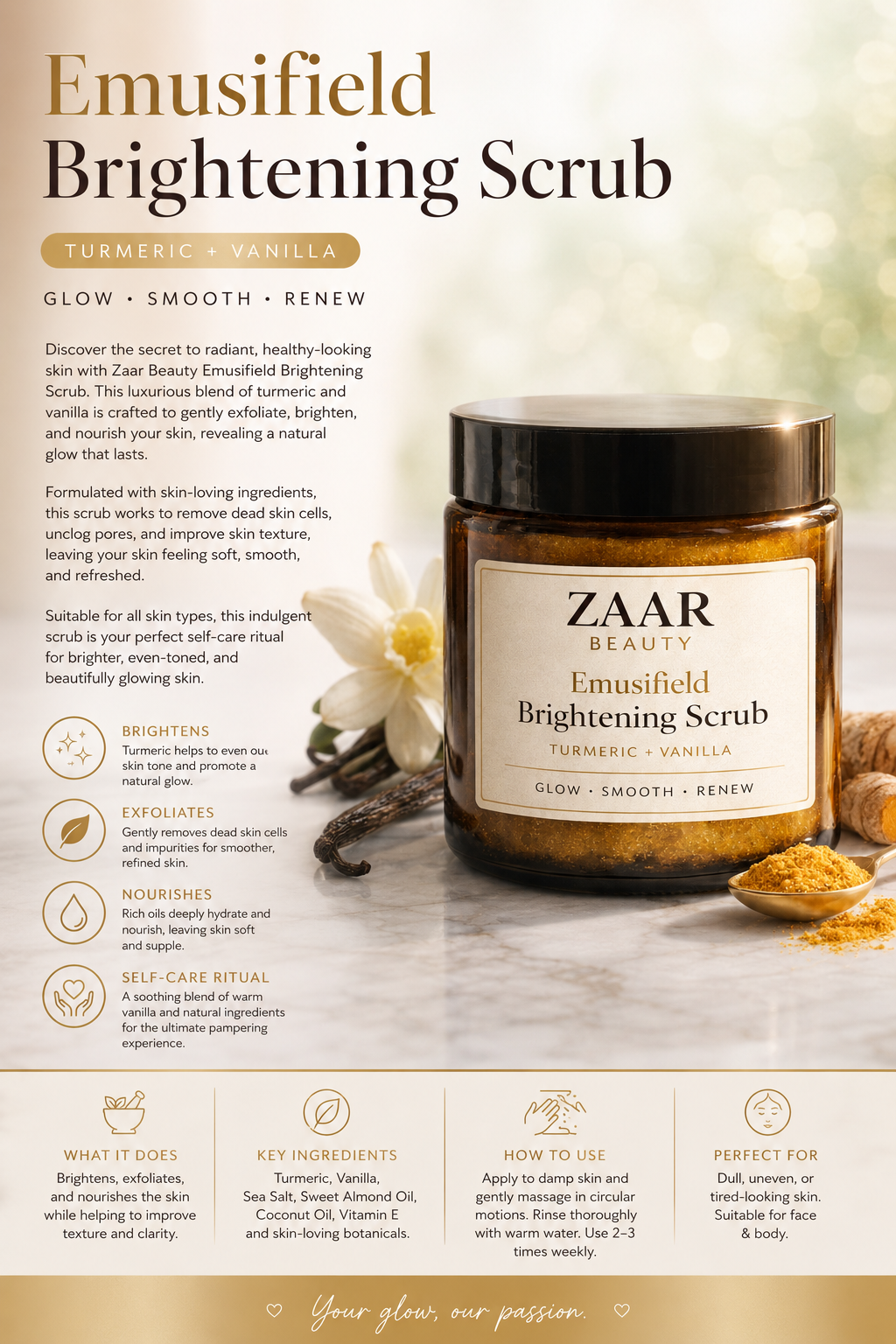 ZAAR Beauty’s Emulsified Glow Polish – Brightening