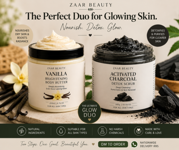 Scented Brightening Body Butter + Charcoal Detox Scrub Duo