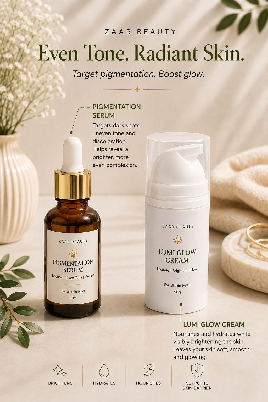 ZAAR Beauty Lumi Glow Cream & Pigmentation Serum Set