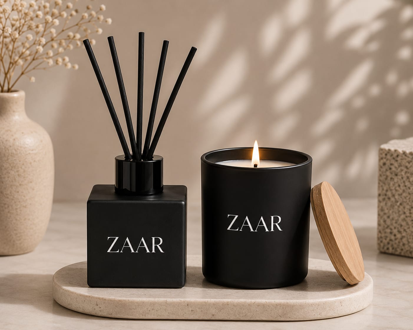 ZAAR Black 100ml Reed Diffuser & 100ml Candle Set